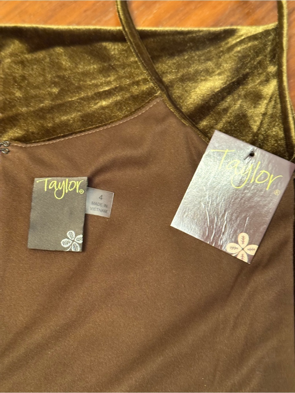 Taylor NWT Olive Green Velvet Cowl Neck Double Slit Maxi Dress Size 4 - Picture 4 of 10